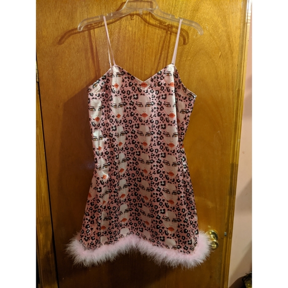 Patrick Church Rita Dress L New Pink Face Feather Indie Designer Rare Style - Picture 2 of 6
